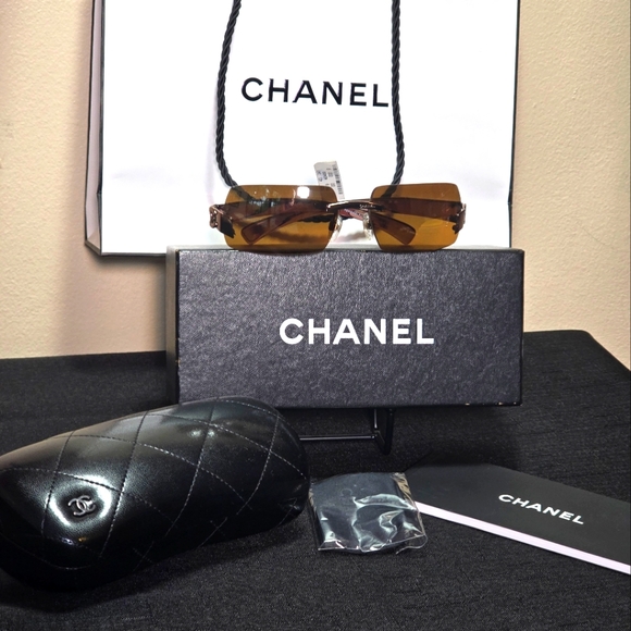 🔥NWT 💯 Chanel 4048 185/59 CHOPPER TO BOWN GRADIENT RIMLESS SUNGLASSES - Picture 3 of 16